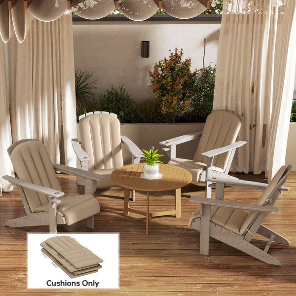 Adirondack Chair Cushion Set of 4, Outdoor Chair Cushions with Ties, 25D High-Density Foam, High Back Patio Chair Cushions, Fade Resistant for Patio Furniture, 49" x 20" x 2", Beige