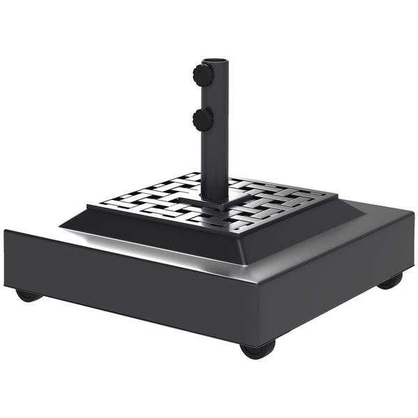 Outdoor Umbrella Base with Wheels, Heavy Duty Patio Umbrella Base, Filled Up to 143lbs with Stand or 112lbs with Water, Patio Umbrella Holder for Garden, Poolside, Black
