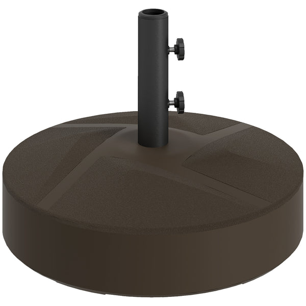 Outsunny Patio Umbrella Base Holder, Heavy Duty Outdoor Umbrella Stand Base, Filled Up to 66lbs with Stand or 55lbs with Water for Garden, Poolside, Brown