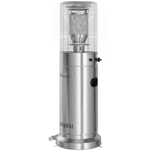 Gas Patio Heater, 13 kW Stainless Steel Portable Propane Outdoor Heater with Stepless Heat Control, Pulse Ignition, Protective Mesh, Tip-over Protection, 2 Wheels for Garden, Silver