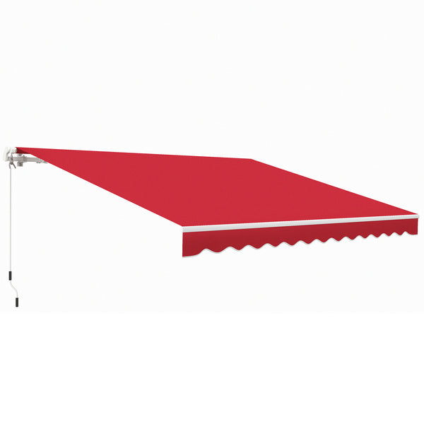 Outsunny 12' x 10' Retractable Awning Patio Awnings Sun Shade Shelter with Manual Crank Handle, 280g/m² UV & Water-Resistant Fabric and Aluminum Frame for Deck, Balcony, Yard, Wine Red