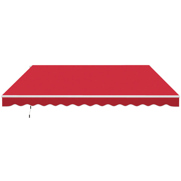 Outsunny 12' x 10' Retractable Awning Patio Awnings Sun Shade Shelter with Manual Crank Handle, 280g/m² UV & Water-Resistant Fabric and Aluminum Frame for Deck, Balcony, Yard, Wine Red