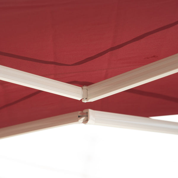 Outsunny 12' x 10' Retractable Awning Patio Awnings Sun Shade Shelter with Manual Crank Handle, 280g/m² UV & Water-Resistant Fabric and Aluminum Frame for Deck, Balcony, Yard, Wine Red