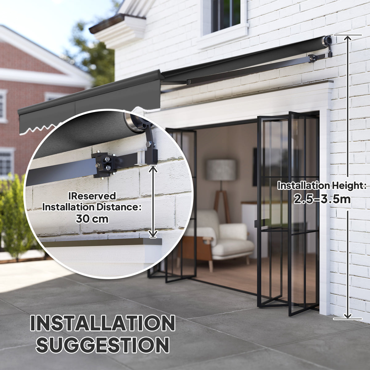 Outsunny 3 x 2.5m Electric Awning with Remote Controller for Garden ...