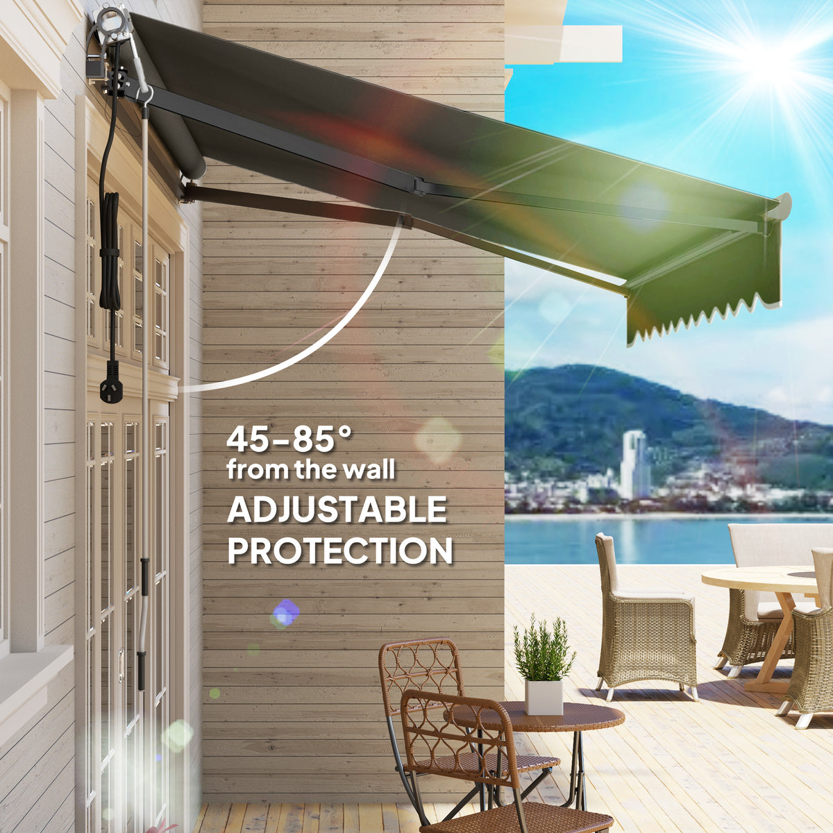 Outsunny 3 x 2.5m Electric Awning with Remote Controller for Garden ...
