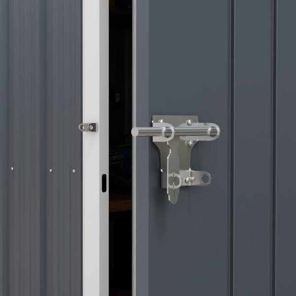 7 x 6 ft Garden Shed, Metal Shed with Single Door, Window and Air Vents, Galvanised Outdoor Lockable Tool Storage House, Dark Grey