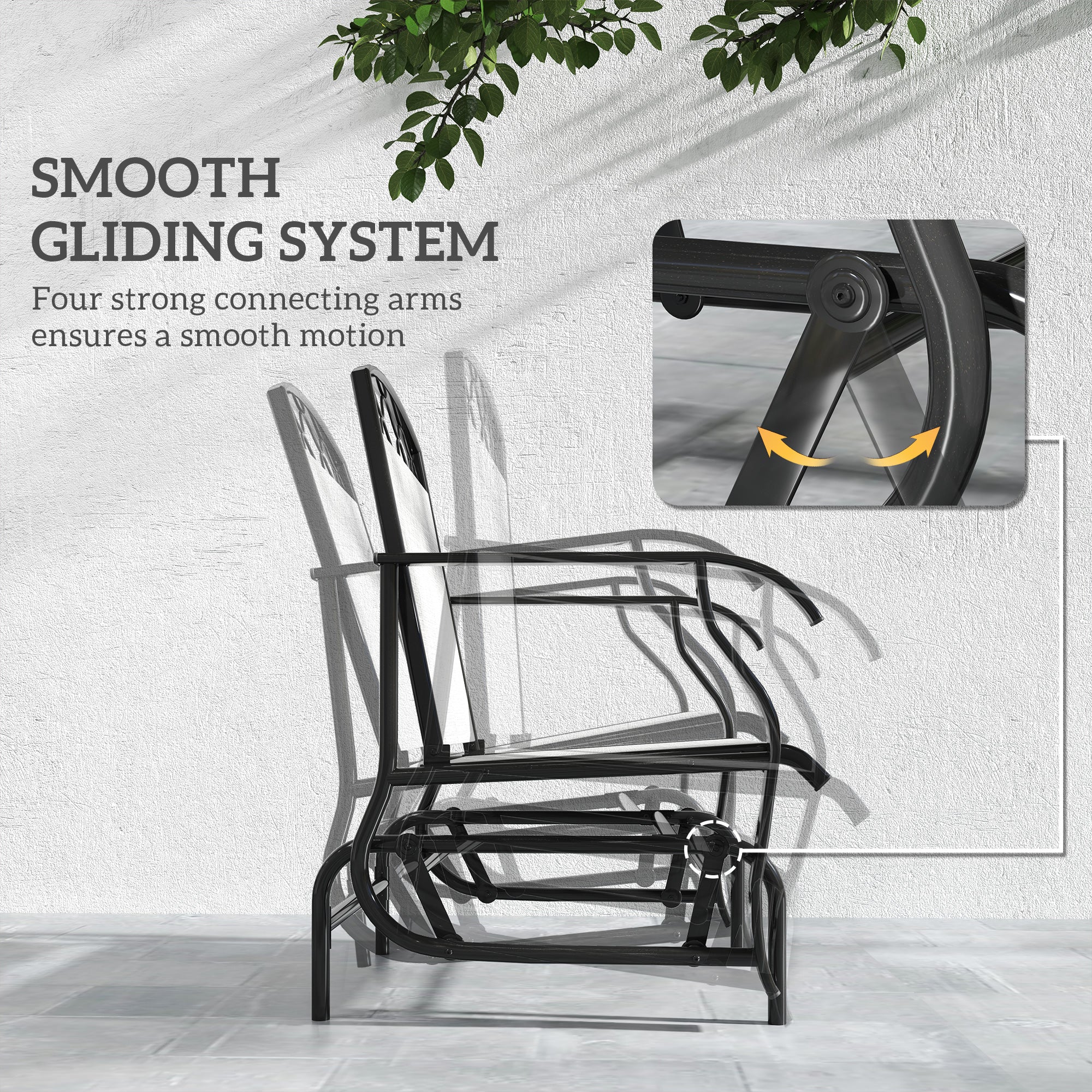 Outsunnny Outdoor Glider Chair Set of 2, Patio Swing Glider with