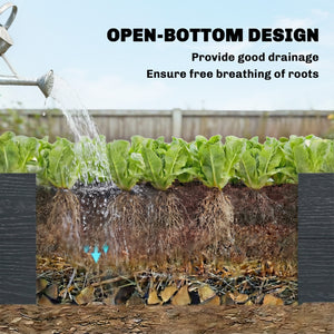 Vinyl Raised Garden Bed Kit, 6.5 x 2 x 1ft Elevated Garden Box with Divider, Open Bottom, Screwless Outdoor Planter Box for Flowers Herbs, DIY Assembly, Grey Wood Effect