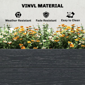 Vinyl Raised Garden Bed Kit, 6.5 x 2 x 1ft Elevated Garden Box with Divider, Open Bottom, Screwless Outdoor Planter Box for Flowers Herbs, DIY Assembly, Grey Wood Effect