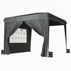 10 x 10 ft Pop Up Canopy Tent with Sidewalls, UPF50+ Outdoor Portable Instant Canopy Shelter with Carry Bag, Sandbags, Adjustable Height for  Parties, Events, Camping, Black