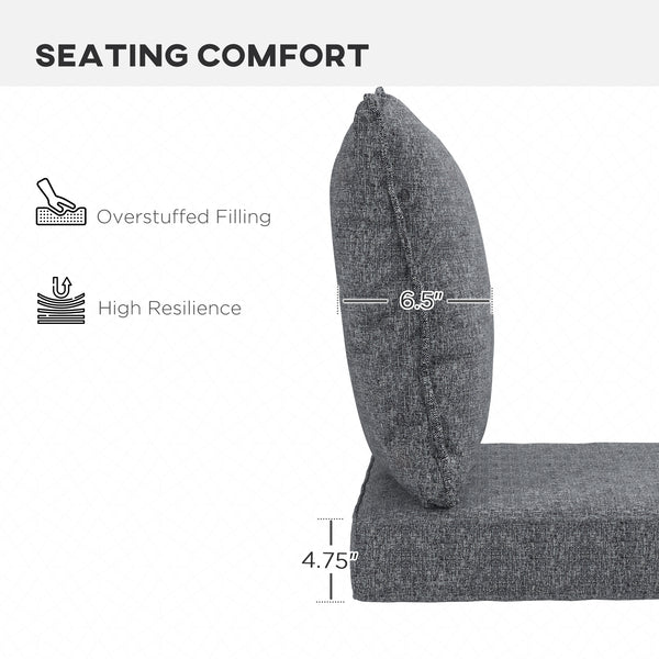 4-Piece Seat Cushion Pillows Replacement, Patio Chair Cushions Set with Back, Grey