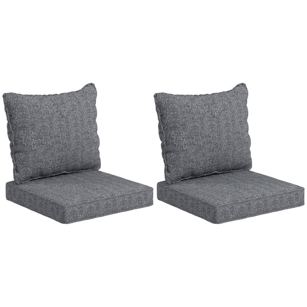 4-Piece Patio Chair Cushions Pillows with Backrest, Seat Replacement Patio Cushions Set for Indoor Outdoor Garden Furniture, Grey