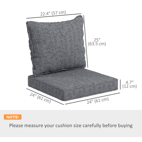 4-Piece Patio Chair Cushions Pillows with Backrest, Seat Replacement Patio Cushions Set for Indoor Outdoor Garden Furniture, Grey