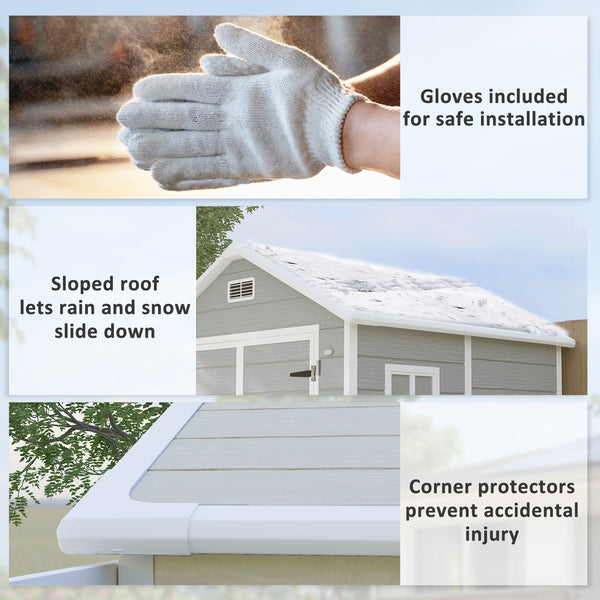 6 x 5ft Garden Shed, Plastic Shed with Floor, Window, Lockable Doors and Vents, Wood Effect Resin Tool Shed for Outdoor Patio, Light Grey