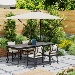 Patio Offset Umbrella UPF 50+ UV Protection, Water-Resistant, Crank Parasol with Base, Cover & Wind Securing, Tiltable Garden Umbrella for Balcony & Patio, Khaki