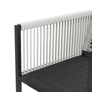 5 Pieces Garden Dining Set, Outdoor Patio Cube Set, 4 Seater Outdoor Table and Chairs with Foldable Backrest, Tempered Glass Top, Handwoven Rope for Poolside, Space-Saving, Light Grey