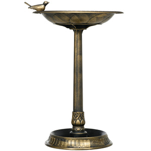 Outsunny 28" Antique Bird Bath with Pedestal Flower Planter Base, Vintage Style Decorative Birdbath & Bird Feeder Bowl, Decoration Yard Statue, Bronze