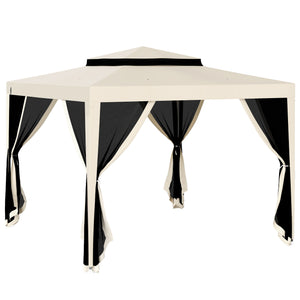 10' x 10' Canopy Tent, Party Tent with Mesh Netting and Double Tier Roof for Backyard, Garden, Patio, Outdoor, Beige