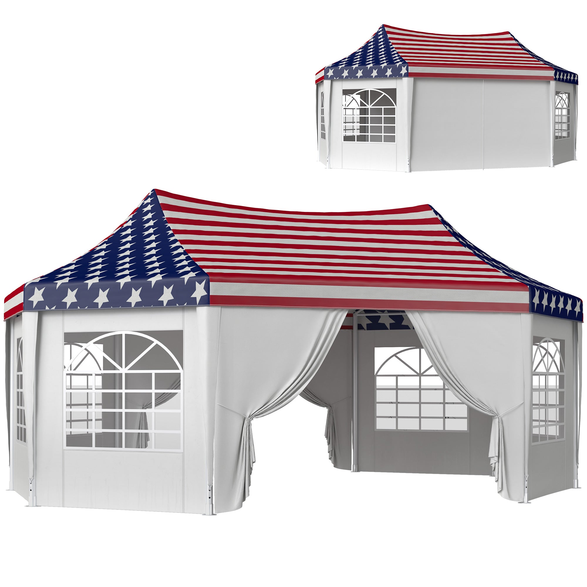 america tent Outsunny 22.3 x 16.4 ft Heavy Duty Party Tent, Outdoot Canopy Tent with 2 Doors and 6 Windows, American Flag