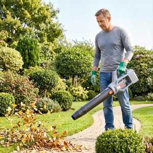 Leaf Blower Cordless with 2 x 4000mAh Batteries & Charger, 36V Lightweight Garden Blower with 1000W Brushless Motor, Turbo Boost and 3 Speed Levels for Leaves, Snow, Dust, Debris Removal
