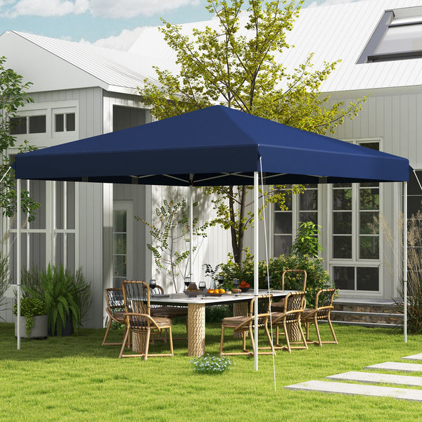 Outsunny 13' x 13' Pop Up Canopy Tent, Instant Sun Shelter, Tents for Parties, Height Adjustable for Outdoor, Garden, Patio, Parties, Dark Blue