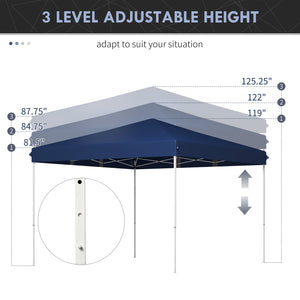 Outsunny 13' x 13' Pop Up Canopy Tent, Instant Sun Shelter, Tents for Parties, Height Adjustable for Outdoor, Garden, Patio, Parties, Dark Blue