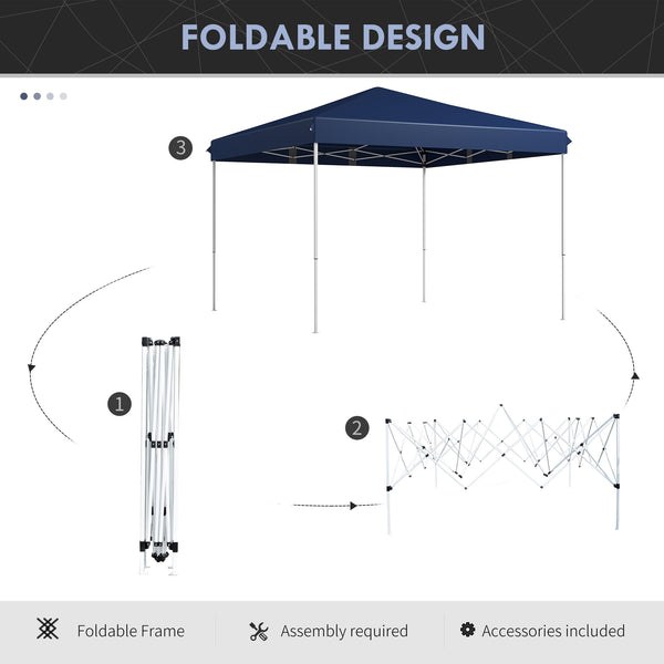 Outsunny 13' x 13' Pop Up Canopy Tent, Instant Sun Shelter, Tents for Parties, Height Adjustable for Outdoor, Garden, Patio, Parties, Dark Blue