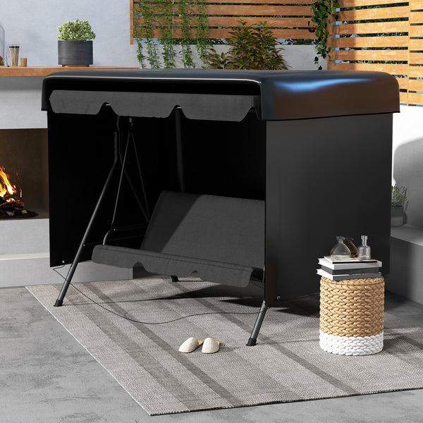 3-Seater Patio Swing Cover, Outdoor Garden Furniture Protection, Hammock Glider Cover, Waterproof Dustproof Windproof, 85" x 61" x 59", Black