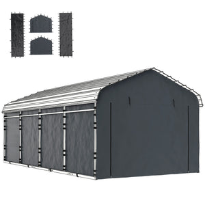 Carport Replacement Canopy Cover Sidewalls for 10' x 15' Carport, UPF50+ Waterproof PE Garage Car Tent Shelter Tarp with Roll up Door, Sidewall ONLY, Dark Grey