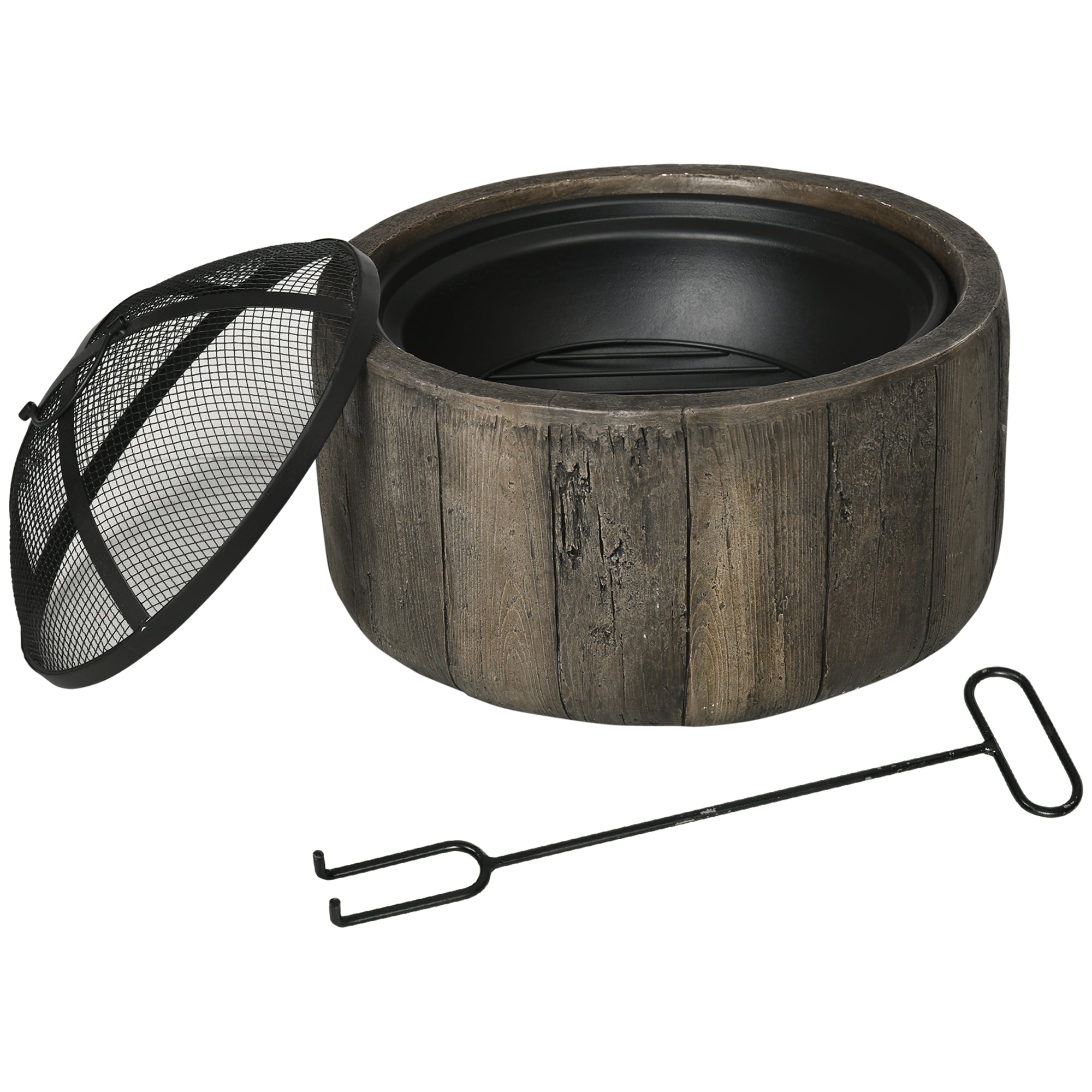 Outsunny 18 Inch Metal Wood Burning Fire Pit with Spark Cover