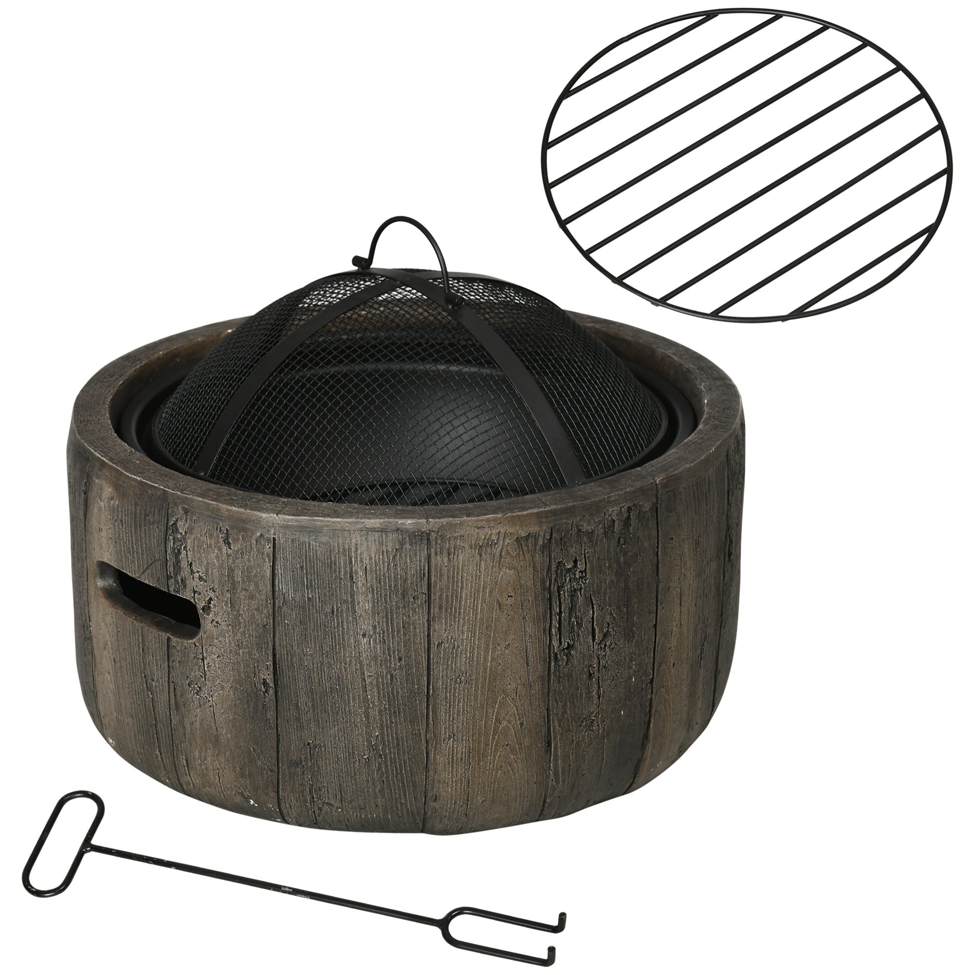 Outsunny 18 Inch Metal Wood Burning Fire Pit with Spark Cover