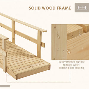 Outsunny 7' Wooden Garden Bridge with Safety Rails, Backyard Footbridge for Ponds, Creeks, Streams, Natural