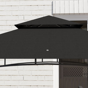 8' x 5' Grill Gazebo, 2-Tier Outdoor BBQ Gazebo with 2 Side Shelves, Storage Baskets and Ceiling Hook for Patio Deck Yard, Dark Gray