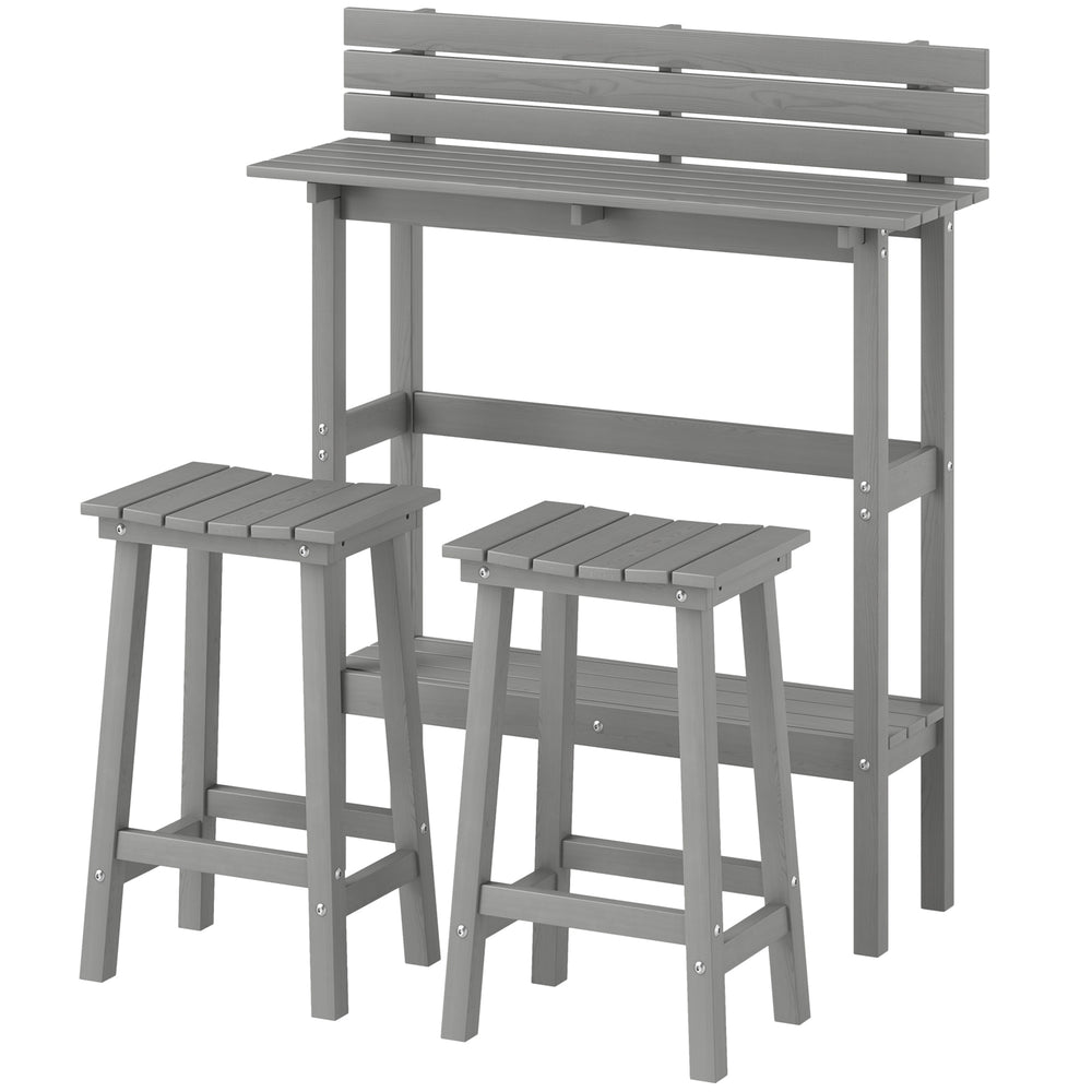 3 Piece Patio Bar Set Outdoor, 43" High Rectangular Bar Table and 2 Bar Stools, Farmhouse Style Bar Table and Chairs Set for Balcony, Backyard, Porch