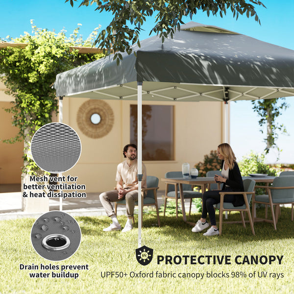 10 x 10 ft Pop Up Canopy Tent with Mosquito Netting, UPF 50+ Central Lock Easy Setup Outdoor Party Tent Instant Canopy with 4 Sandbags, Carry Bag, Dark Grey