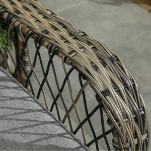 3 Pieces Wicker Patio Furniture Set, Rattan Bistro Set with Swivel Glider Chairs, Cushions, Bistro Table Set Outdoor Patio Conversation Set for Porch Balcony, Grey