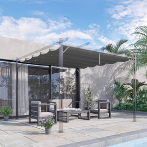 Retractable Pergola Shade Cover, Replacement Canopy Fabric for 3 x 3 (m) Pergola, Gazebo Retractable Roof, Dark Grey