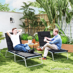 Outsunny Outdoor Lounge Chair Cushion Set of 2, UPF50+ 230gsm Olefin and 25D High-Density Foam, Foldable Patio Chaise Lounge Cushion Set, Fade Resistant for Lawn Pool, 80" x 26", Black