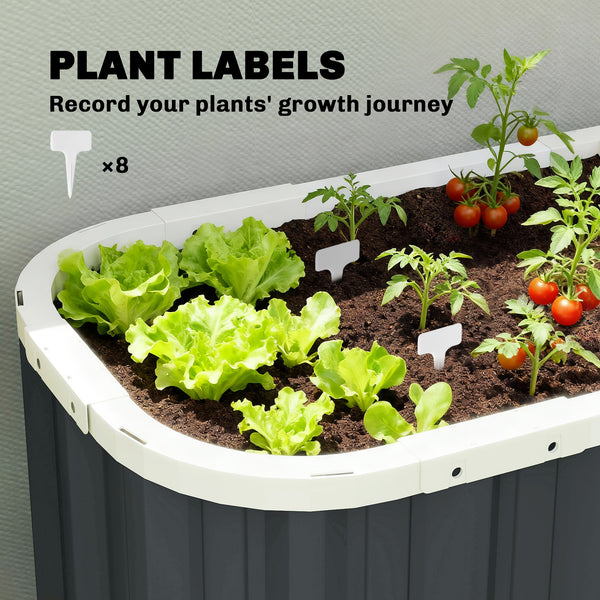 Galvanized Raised Garden Bed, 7' x 2' x 2' Deep Rot Planter Box with Gloves and Plant Labels, Metal Outdoor Garden Bed for Flowers, Herbs and Vegetables, Dark Grey