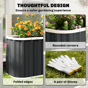 Galvanized Raised Garden Bed, 7' x 2' x 2' Deep Rot Planter Box with Gloves and Plant Labels, Metal Outdoor Garden Bed for Flowers, Herbs and Vegetables, Dark Grey