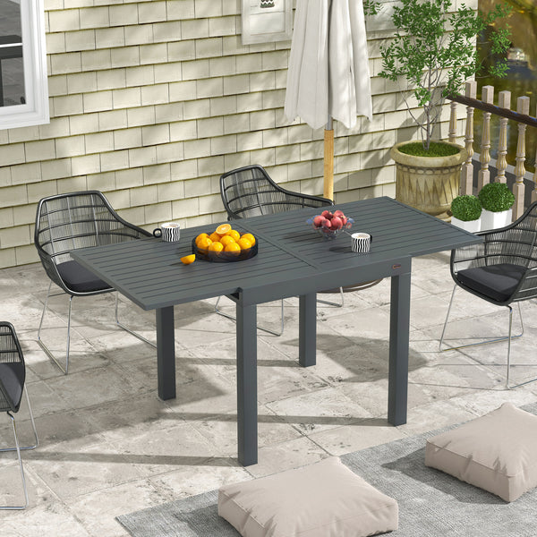 Outsunny Expandable Patio Dining Table for 4-6, 35.5" -70.75" Aluminum Extendable Outdoor Dining Table, Square/Rectangular Patio Table for Garden, Backyard, Poolside, Deck, Gray