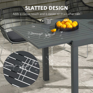 Outsunny Expandable Patio Dining Table for 4-6, 35.5" -70.75" Aluminum Extendable Outdoor Dining Table, Square/Rectangular Patio Table for Garden, Backyard, Poolside, Deck, Gray