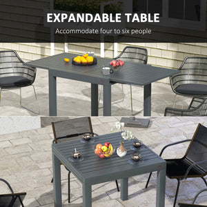 Outsunny Expandable Patio Dining Table for 4-6, 35.5" -70.75" Aluminum Extendable Outdoor Dining Table, Square/Rectangular Patio Table for Garden, Backyard, Poolside, Deck, Gray