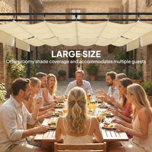 19' x 10' Pergola with Retractable Canopy, Patio Pergola with Sun Shade Shelter, UV50+ and Water-Repellent for Patio, Garden, Cream White