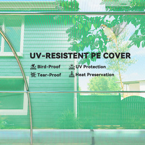 Walk-in Tunnel Greenhouse, 10' x 13' x 6.5' Plant Hot House with Sunshade Net, Roll-up Mesh Sidewalls, 2 Doors and 8 Windows, PE Cover, Galvanised Steel Frame, Green