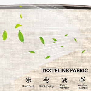 Double Patio Glider Chair with Glass Top Center Table, Outdoor Glider Loveseat with High Back,  All Weather Breathable Mesh Fabric for Garden, Backyard, Deck, Light Brown