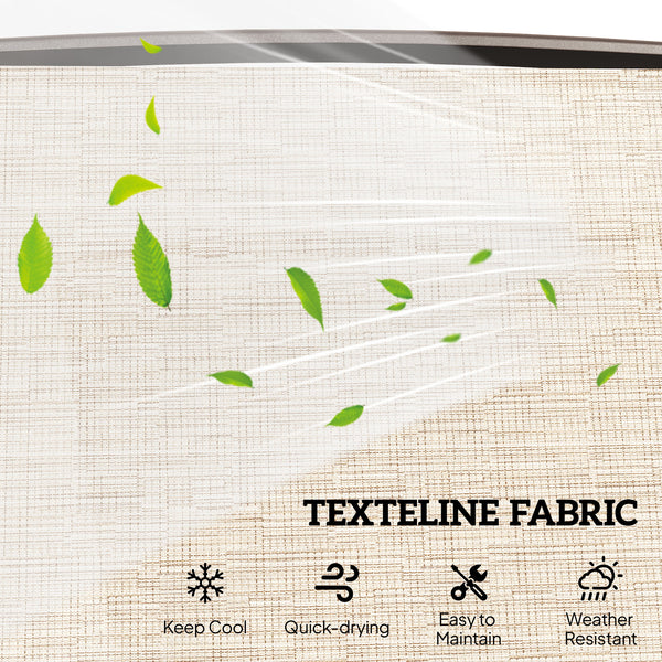 Double Patio Glider Chair with Glass Top Center Table, Outdoor Glider Loveseat with High Back,  All Weather Breathable Mesh Fabric for Garden, Backyard, Deck, Light Brown