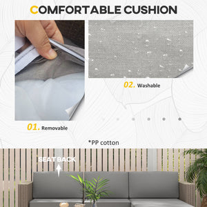 5 Pieces PE Rattan Garden Furniture Set, 4 Seater Garden Corner Sofa Set with Glass Coffee Table, Wicker Outdoor Furniture Set with Cushions for Patio Deck, Brown