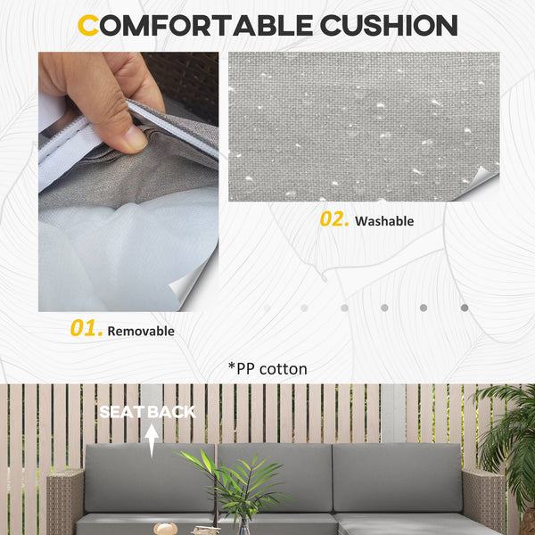 5 Pieces PE Rattan Garden Furniture Set, 4 Seater Garden Corner Sofa Set with Glass Coffee Table, Wicker Outdoor Furniture Set with Cushions for Patio Deck, Brown