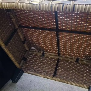 5 Pieces PE Rattan Garden Furniture Set, 4 Seater Garden Corner Sofa Set with Glass Coffee Table, Wicker Outdoor Furniture Set with Cushions for Patio Deck, Brown